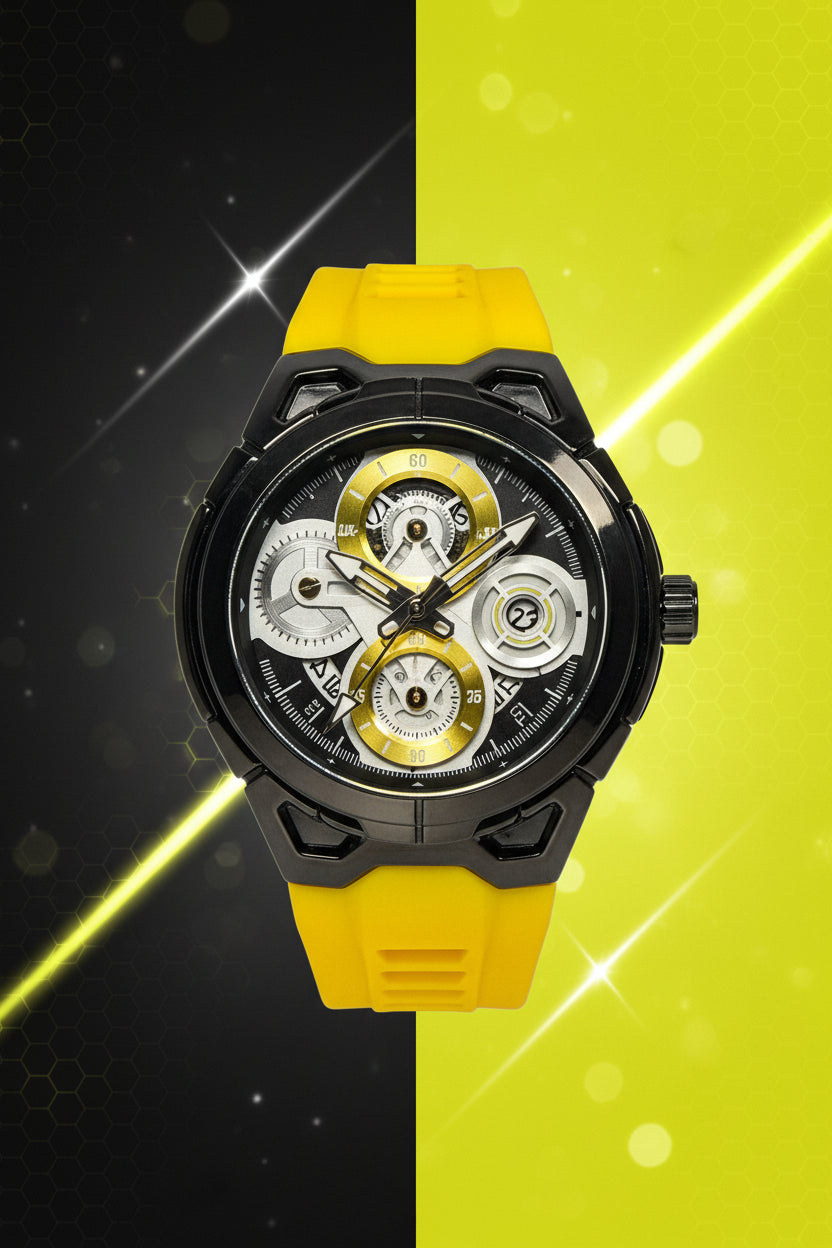 Activa Drift X  Yellow and black watch on a white background