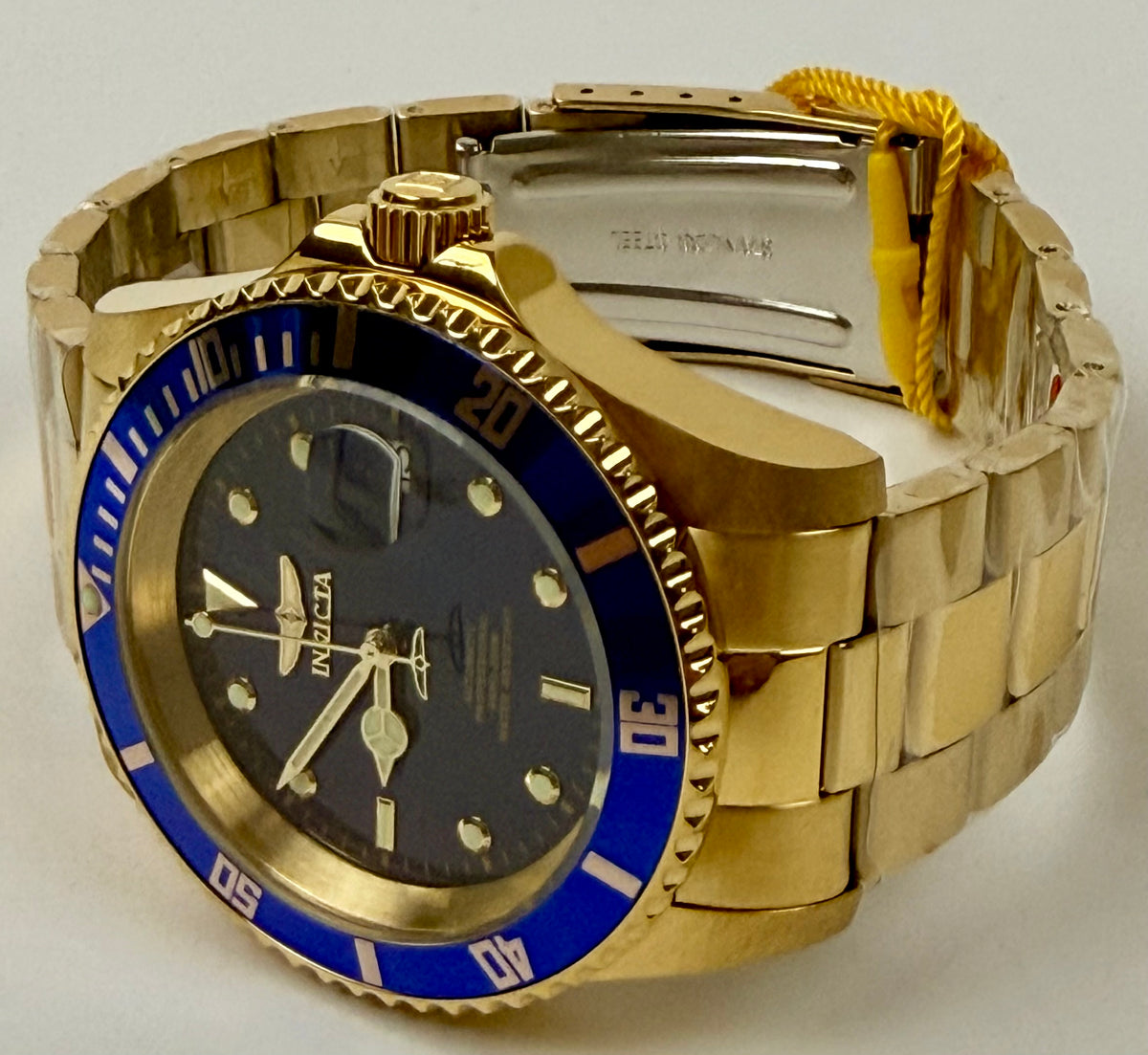 08930OBXL Invicta Mens Pro Diver Bathyos Automatic Gold Case Blue Bezel Black Dial