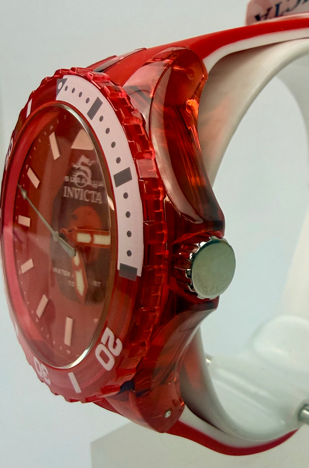 69450 Invicta Subaqua Noma 44mm Red White Dial Silicone Stainless Watch