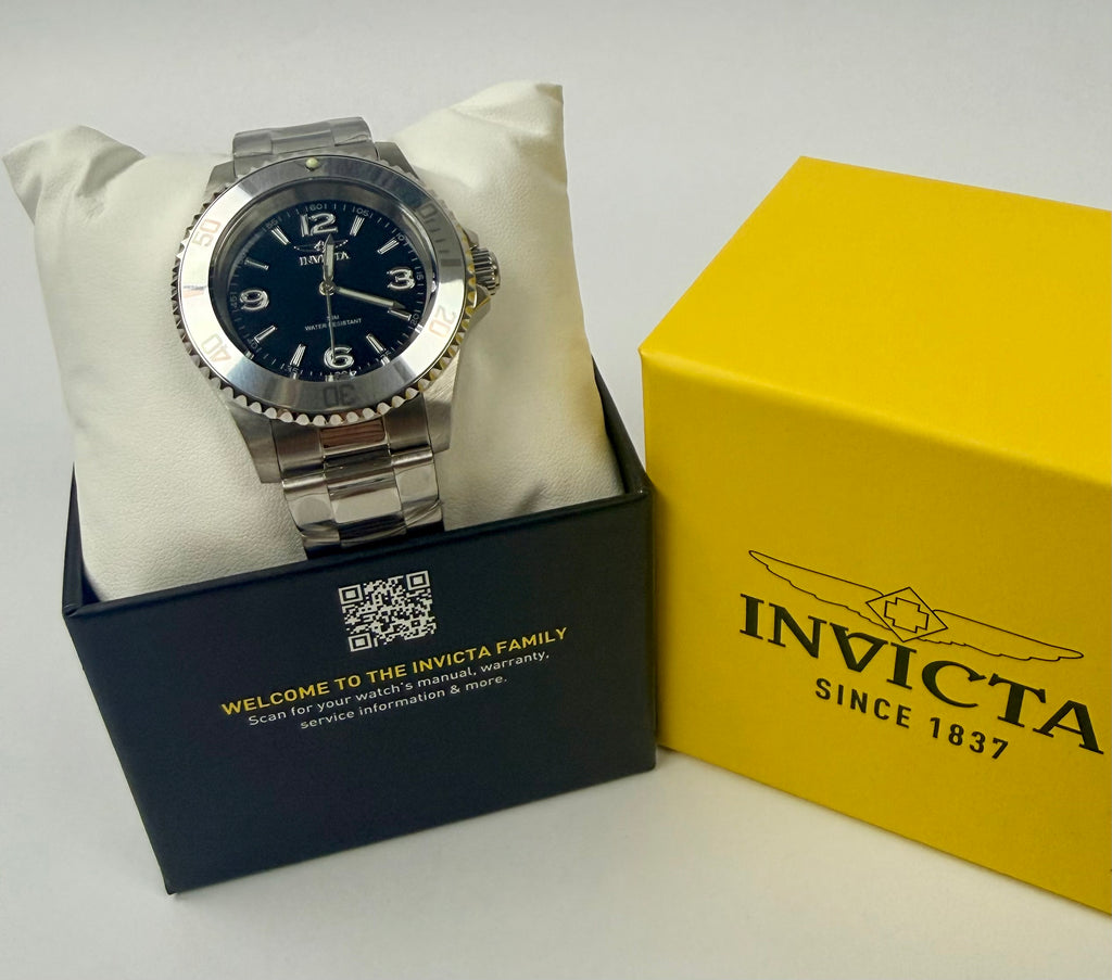 69479 Invicta Specialty Rowan Black Dial Stainless Steel 40mm Watch 30m WR