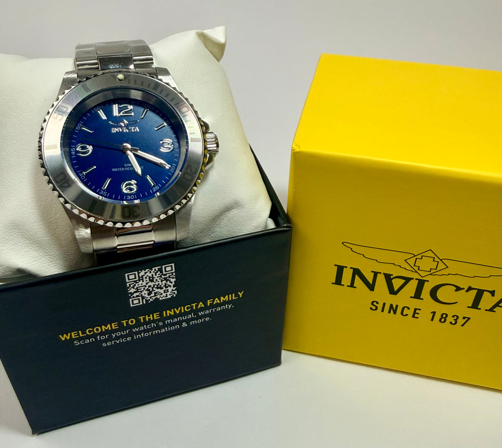 69478 Mens Specialty Rowan 40mm Stainless Steel Blue Dial Watch Coin Bezel and 50m WR