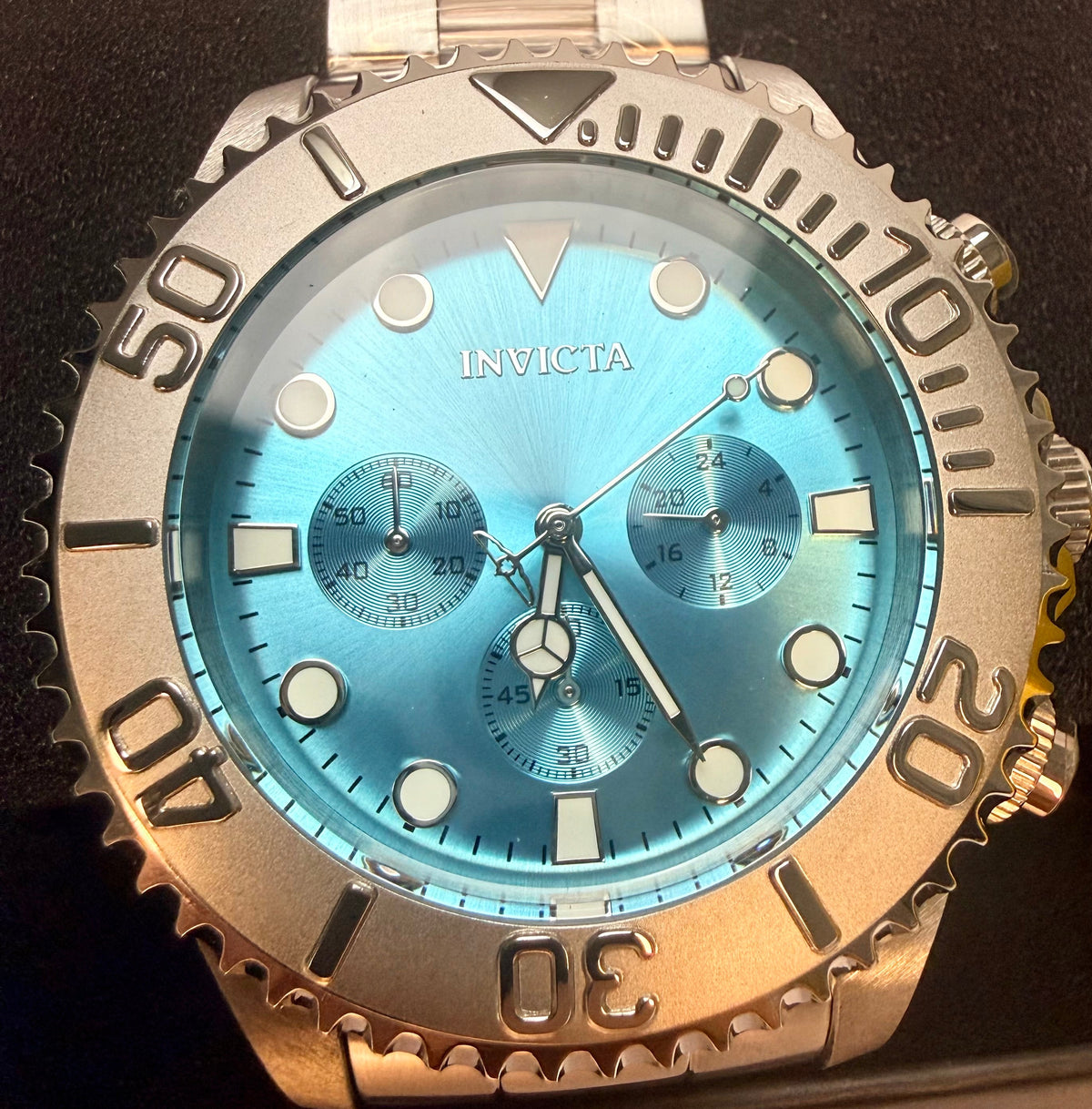 49213 Invicta Grand Diver Stenoz Chronograph 47mm Stainless Light Blue Dial 200M
