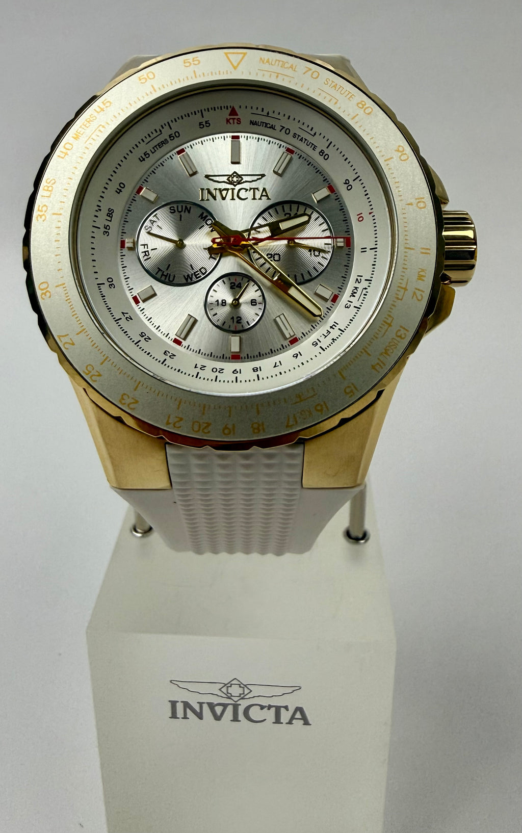 50101 Invicta Aviator Skyshock Men's Watch 50mm White Dial Stainless Steel Chronograph
