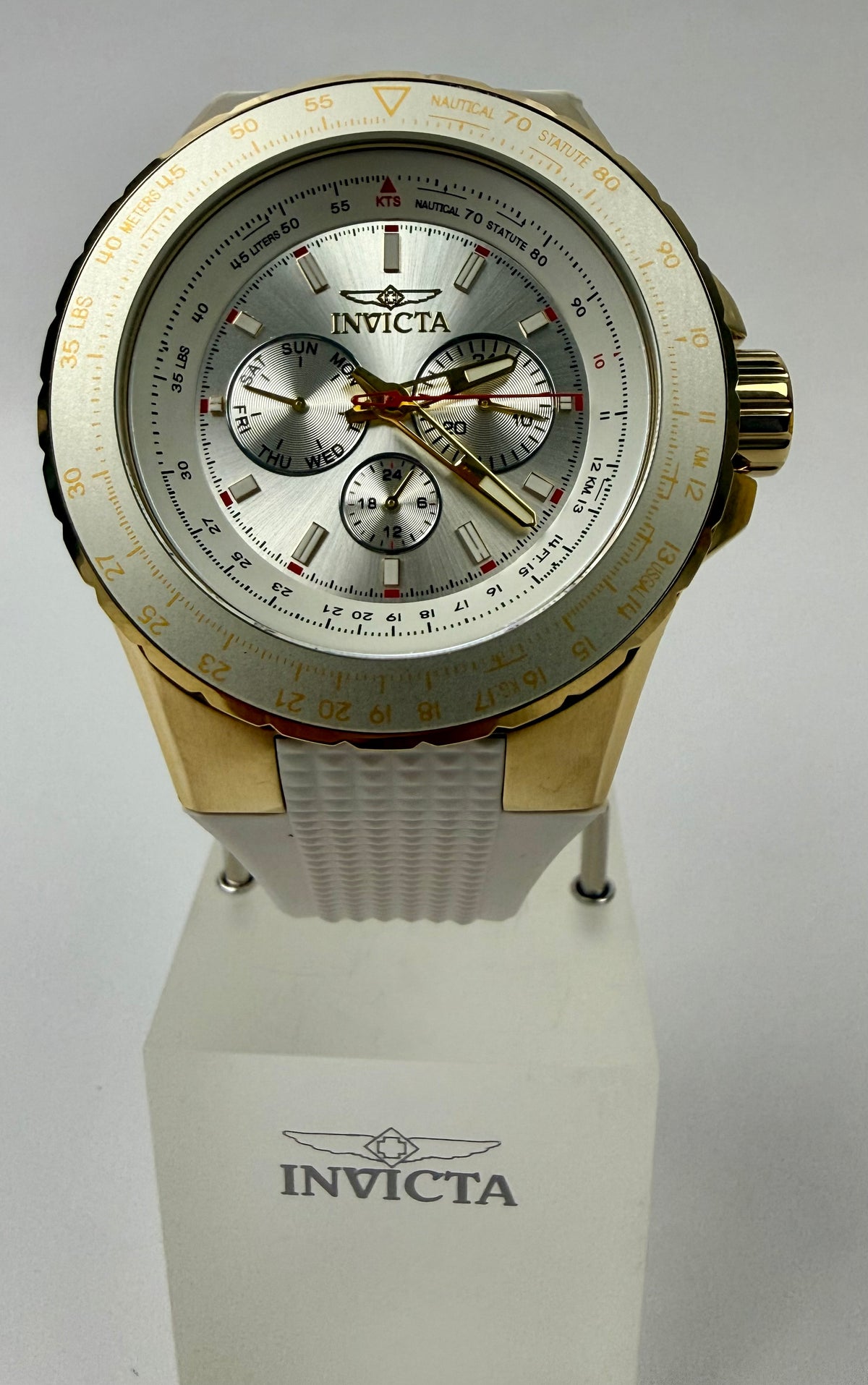 50101 Invicta Aviator Skyshock Men's Watch 50mm White Dial Stainless Steel Chronograph