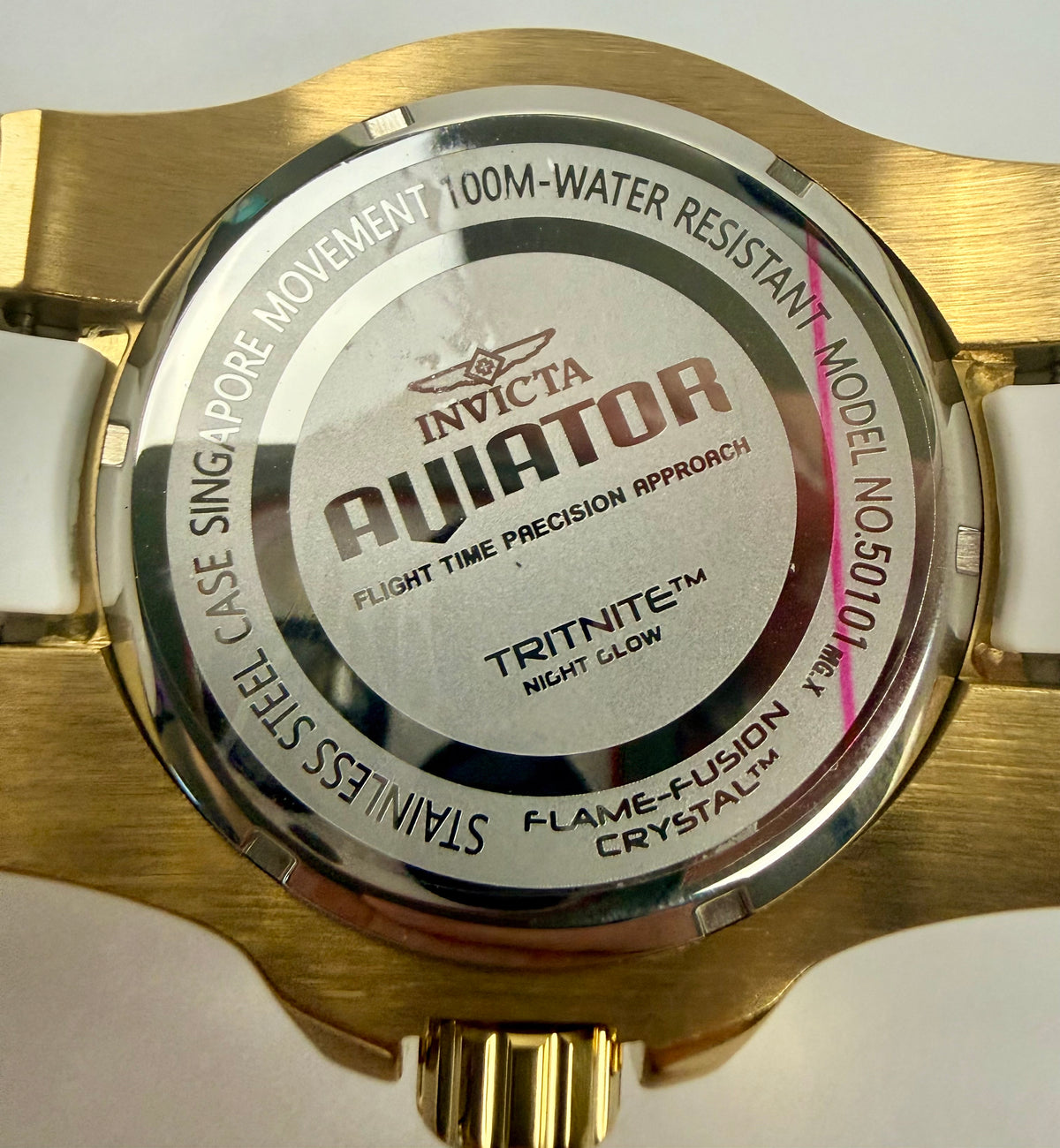 50101 Invicta Aviator Skyshock Men's Watch 50mm White Dial Stainless Steel Chronograph