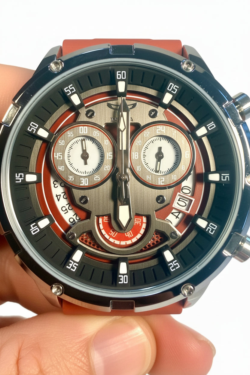 69879 Invicta S1 Rally Mens Watch 44mm Red Dial Stainless Steel Silicone Strap close up