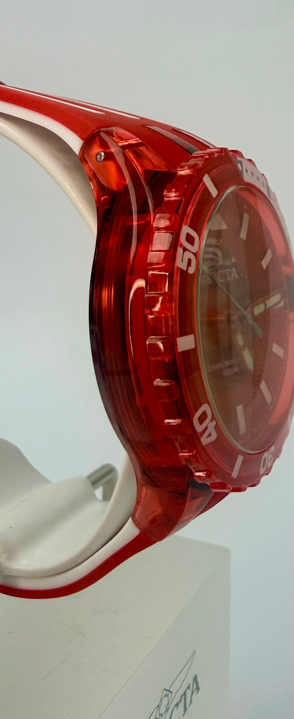 69450 Invicta Subaqua Noma 44mm Red White Dial Silicone Stainless Watch