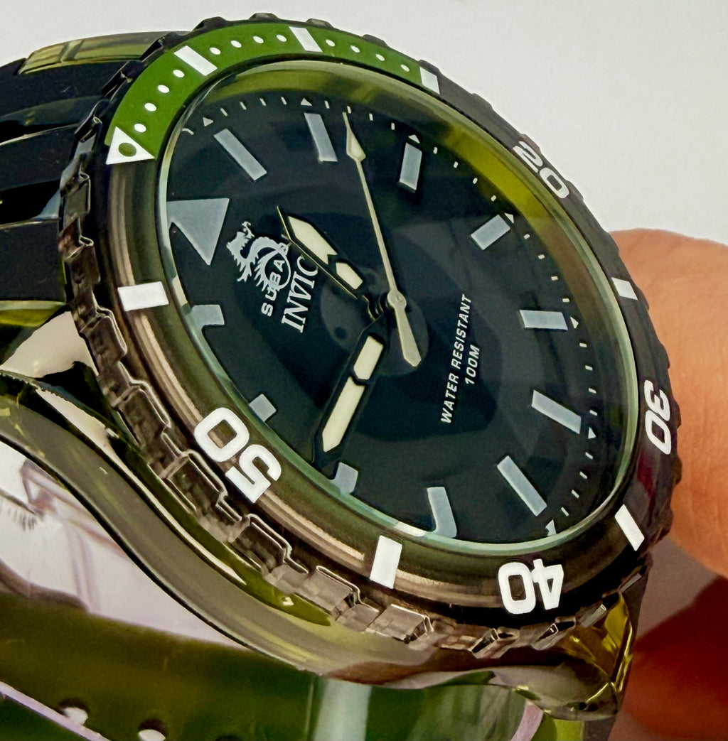 70035 Invicta Subaqua Olive Green Dial Silicone Strap Stainless Steel 44mm Watch