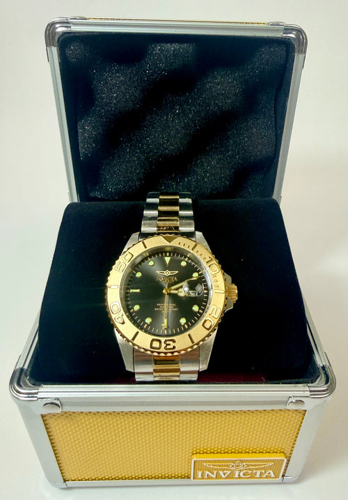 29948 Invicta Mens Pro Diver Abbysor Two Tone Black Dial Steel 43mm Watch