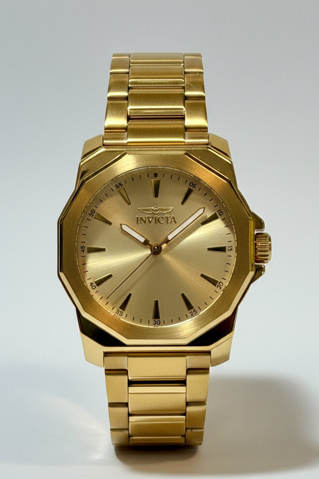 Invicta Speedway 46840 Gold Dial Gold Plated Steel 42mm Quartz Men's Watchon a white background