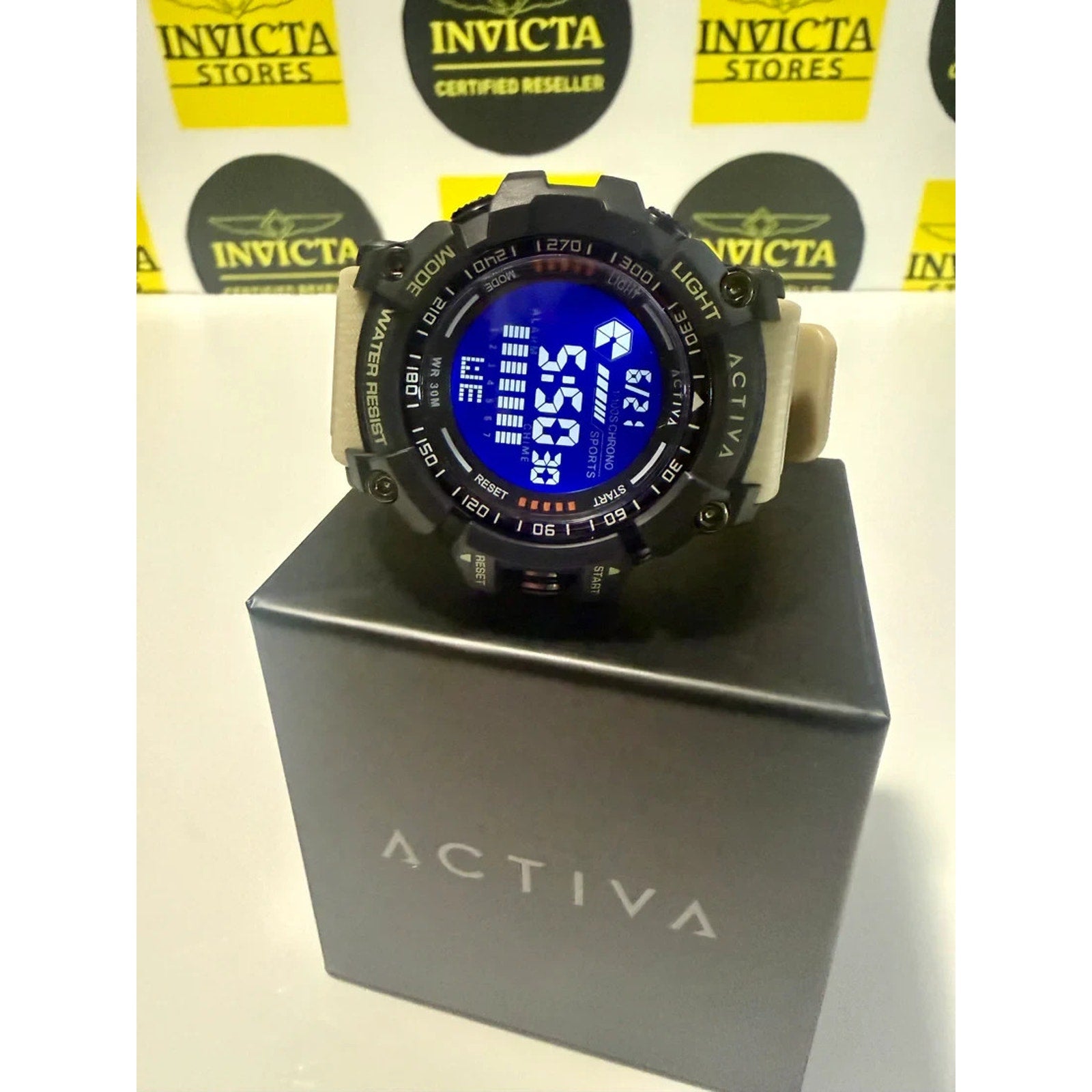 Activa Strike X By Invicta ACW8020-002 Digital 56mm Desert Storm Beige Mens Watch