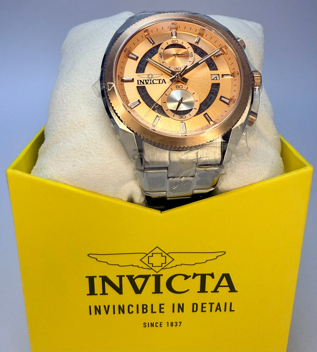 50436 45mm Men's Speedway Sprintus Chronograph Rose Gold Steel Dial
