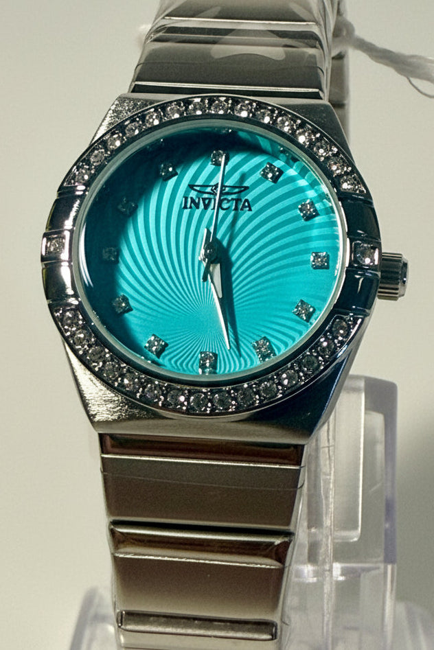 70263 Invicta Angel Glintia Womens 27.8mm Blue Dial Steel Watch 30m