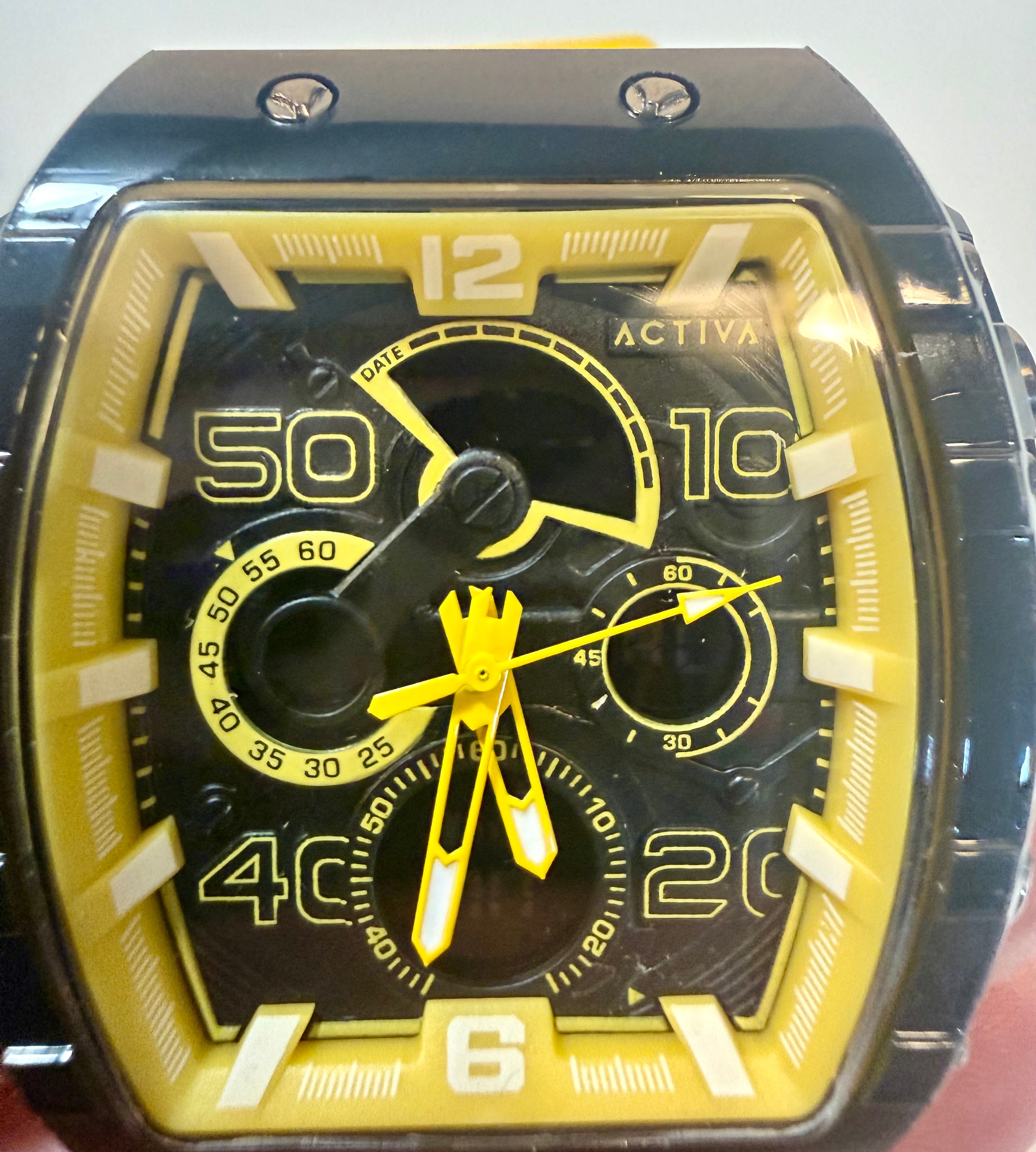 ACTIVA BY INVICTA ACW8109-003 QUARTZ BLACK DIAL ACCENTS CHRONO STYLE MEN'S WATCH