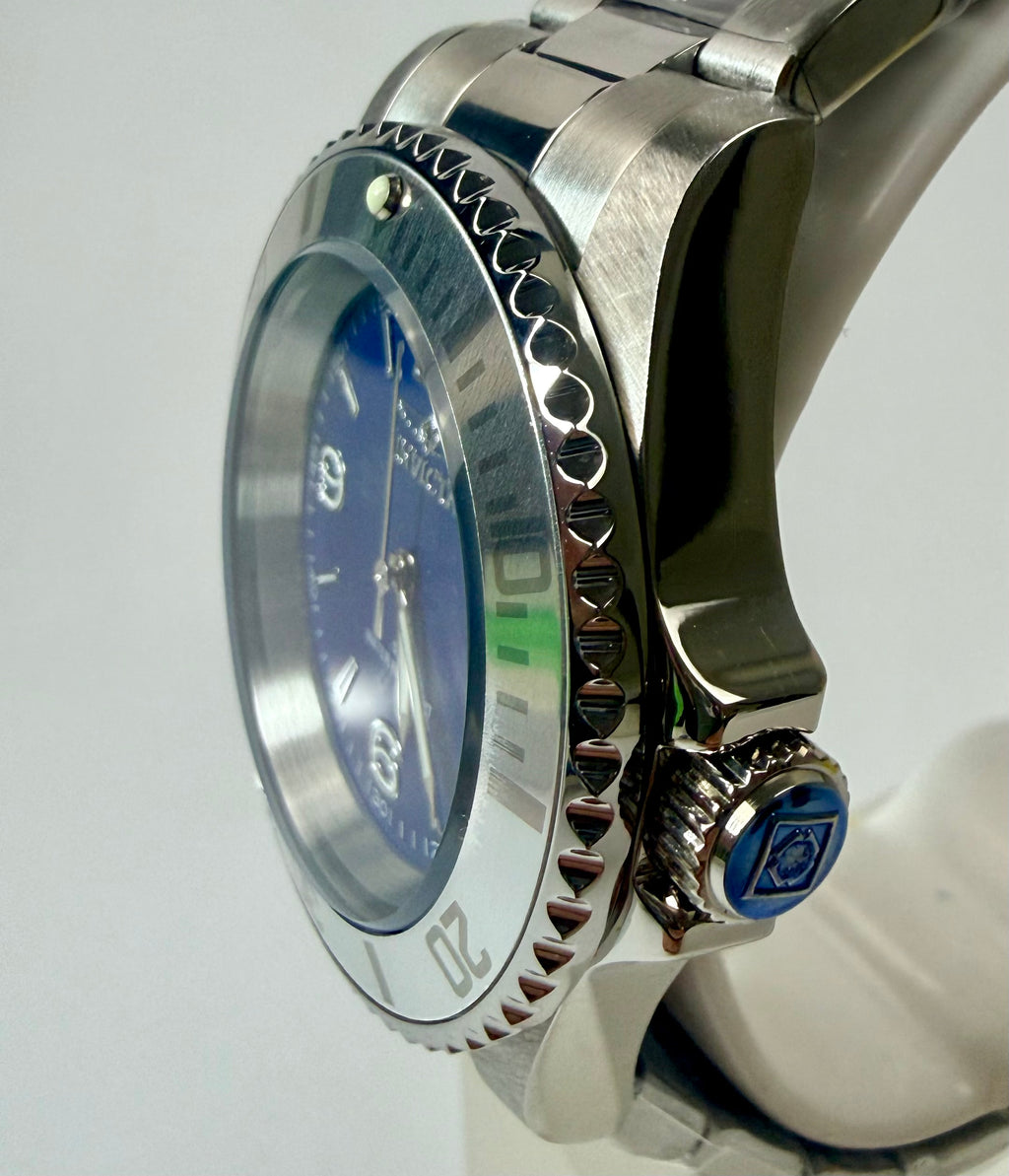 69478 Mens Specialty Rowan 40mm Stainless Steel Blue Dial Watch Coin Bezel and 50m WR