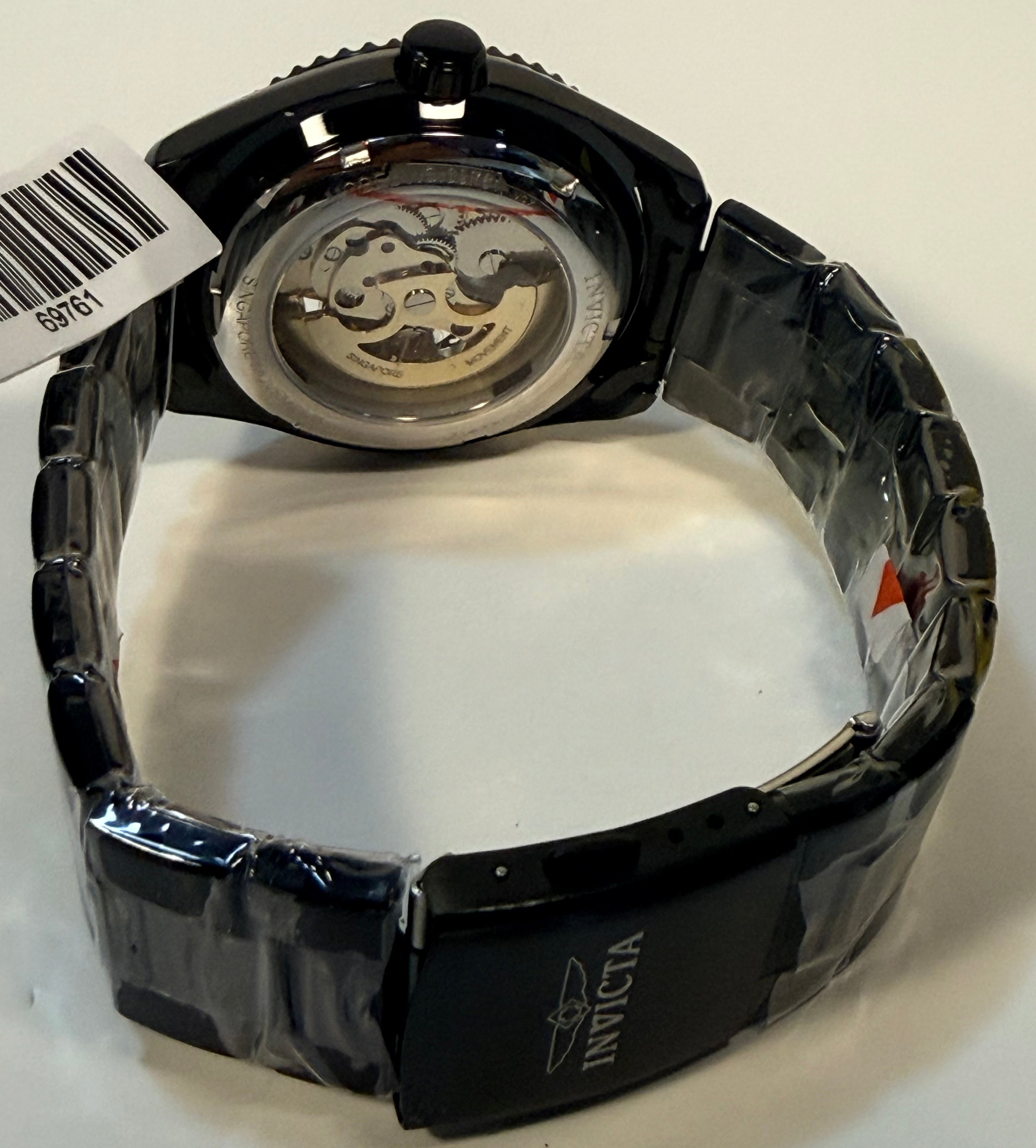 69507 Invicta Objet D Art Automatic Men Black Skeleton Dial Watch 41mm WR 30m reverse