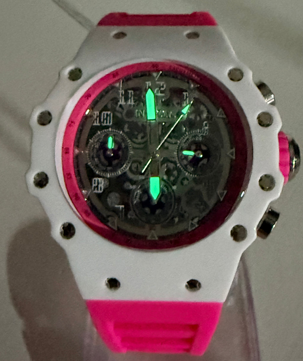 Invicta Racing Apexium Unisex Watch - 41mm, Pink (69620) glowing