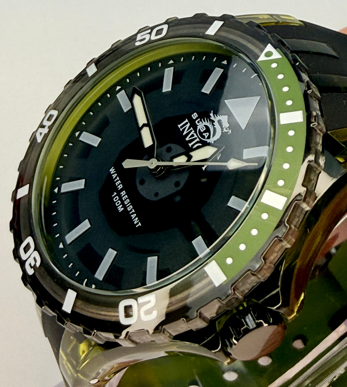 70035 Invicta Subaqua Olive Green Dial Silicone Strap Stainless Steel 44mm Watch