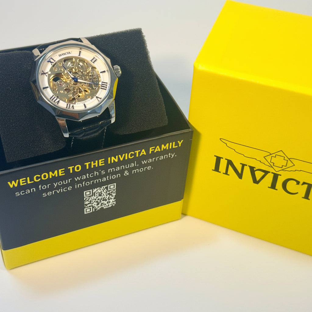 69127 Invicta Objet D Art Epigraph Automatic Skeleton Dial Black Leather 