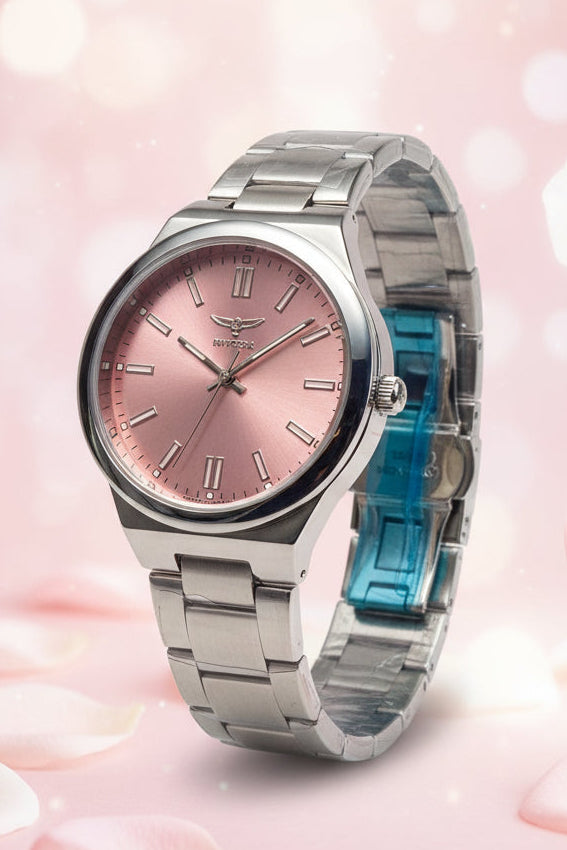 Invicta Ladies Celestial I Silver watch with a pinkish face on a light gray background