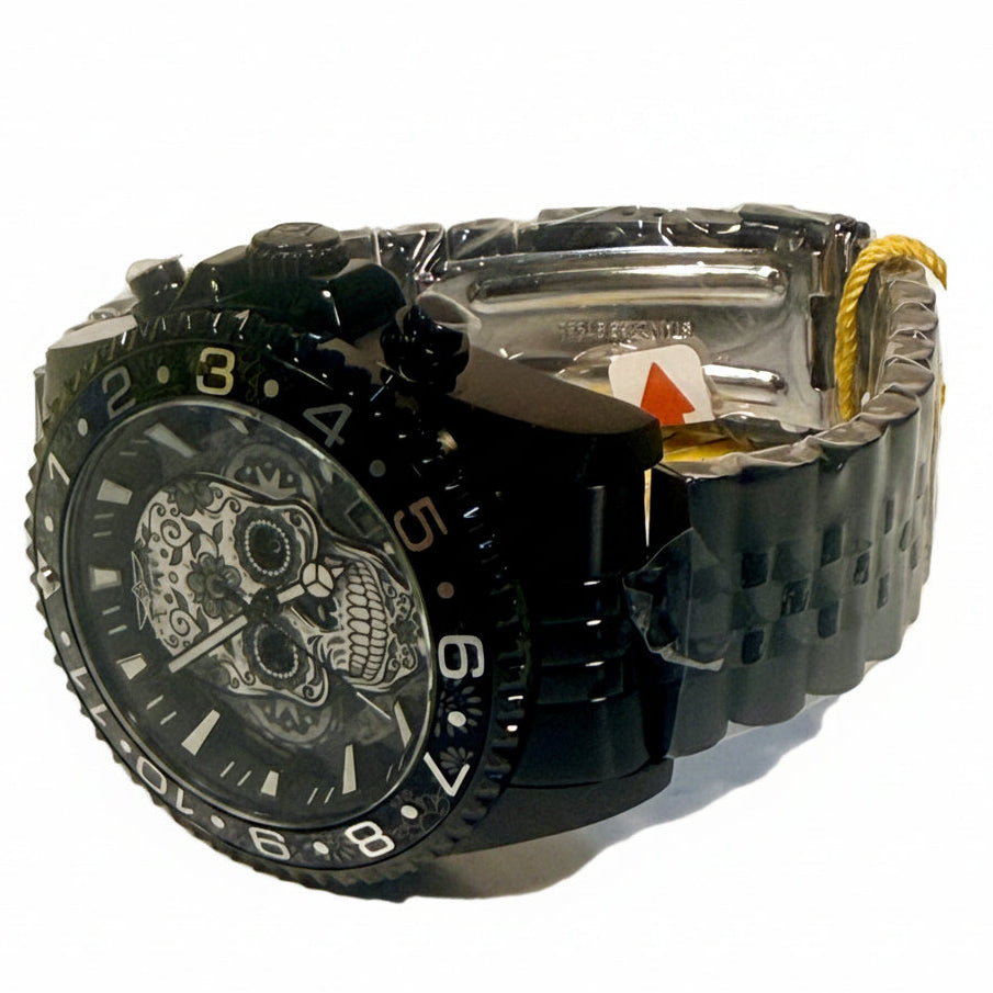 43753 Mens Pro Diver Dia De Los Muertos 43mm Black Stainless Steel Date Watch