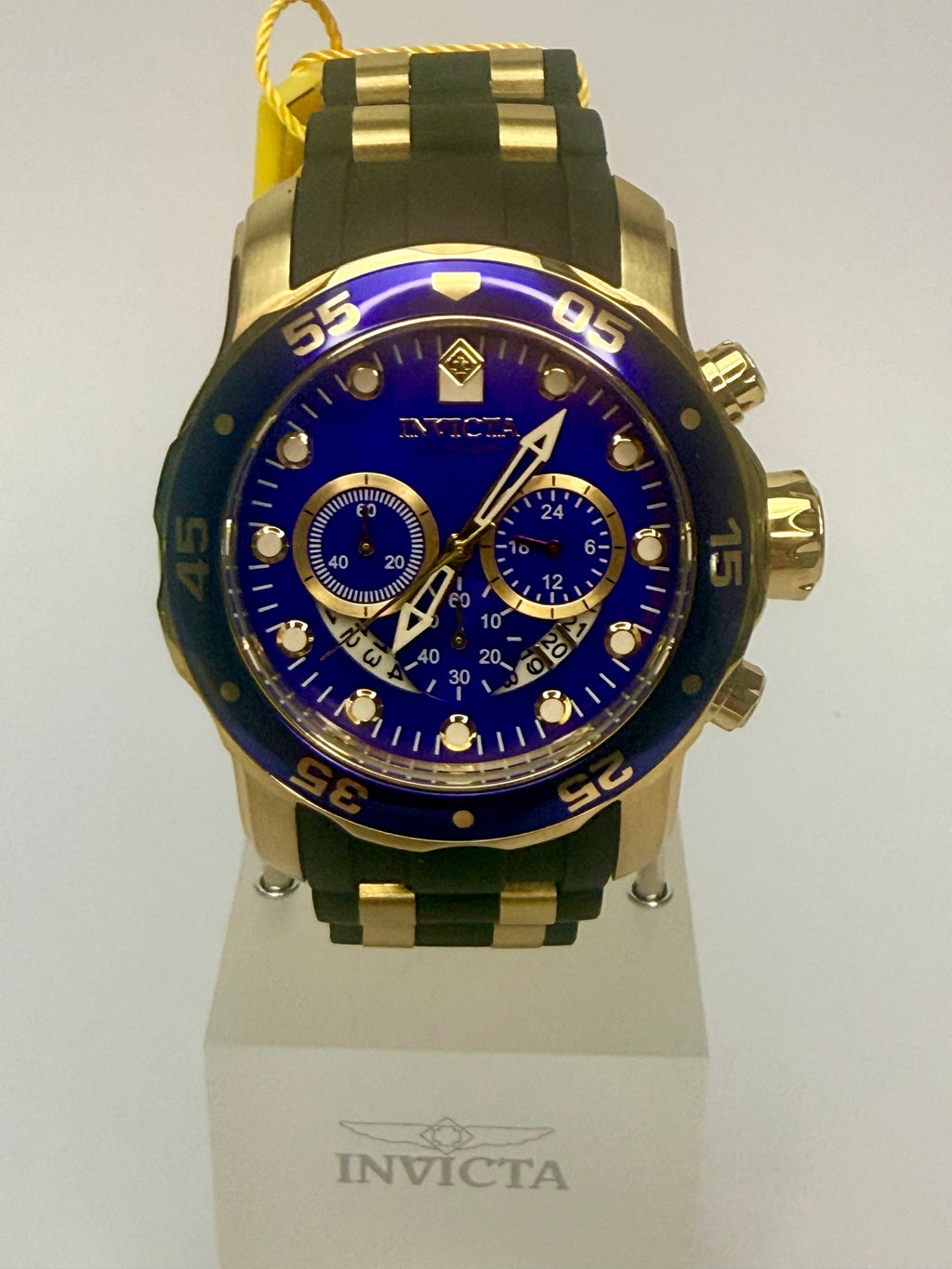 6983 Invicta 48mm Mens Pro Diver Chronograph Scuba Gold-Tone Blue Dial Watch