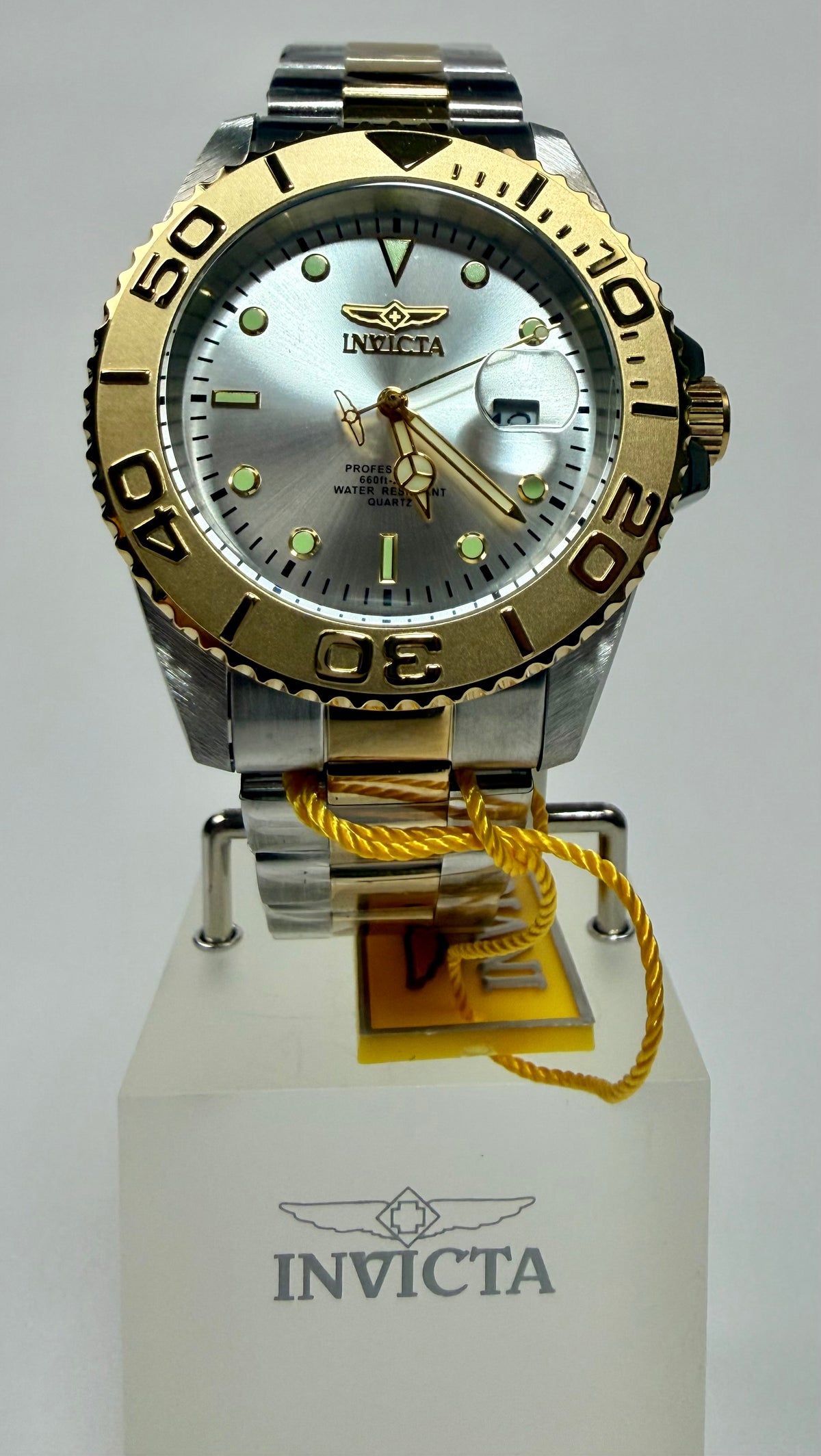 29950 Mens Pro Diver Abbysor 43mm Silver Dial Gold Bezel Two Tone Watch