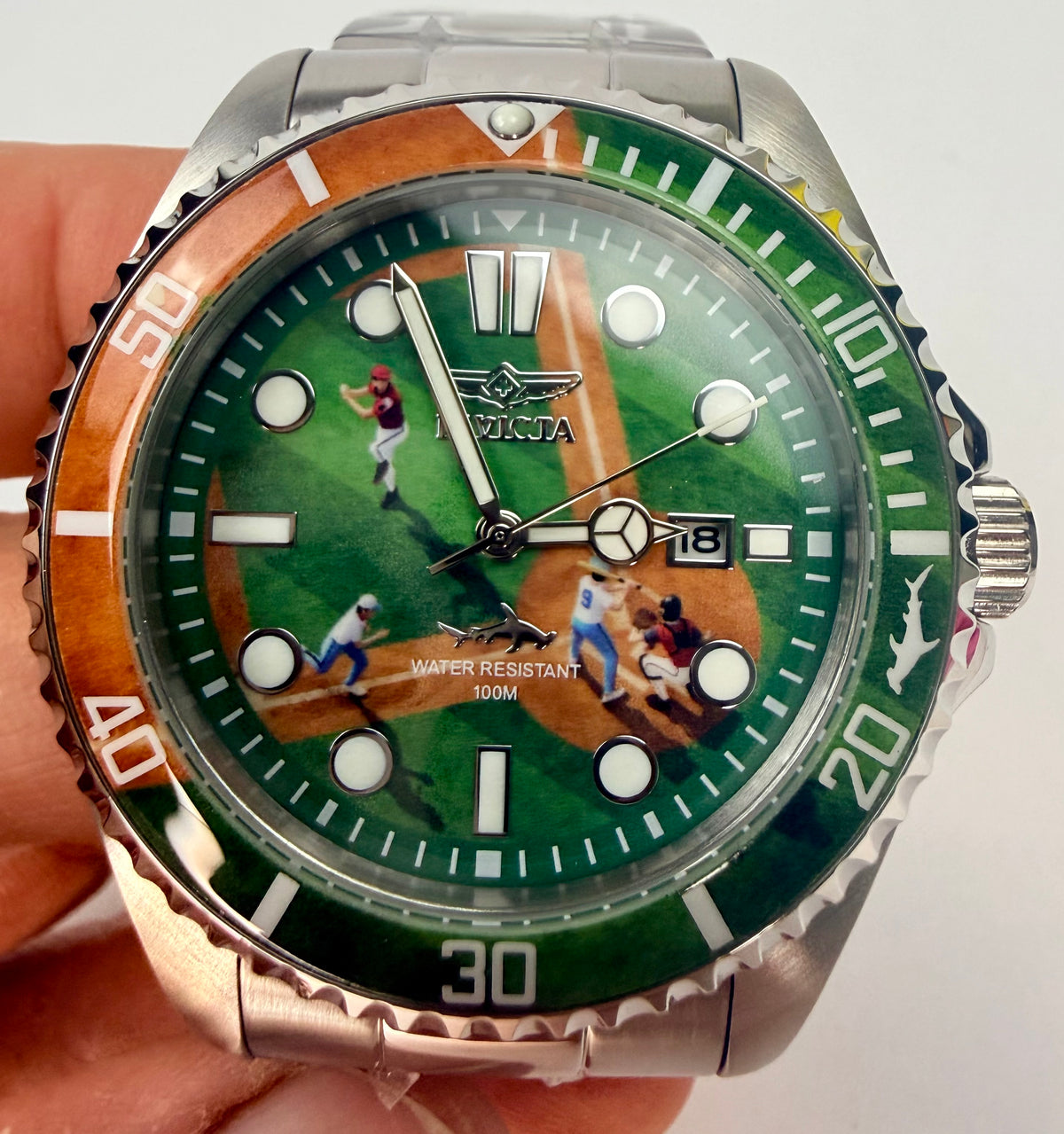 51064 Mens Pro Diver Baseball Dial Steel 43mm Stainless Steel Bracelet Watch