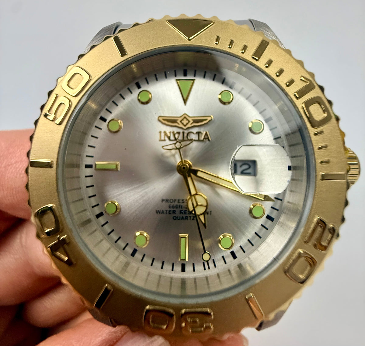 29950 Mens Pro Diver Abbysor 43mm Silver Dial Gold Bezel Two Tone Watch
