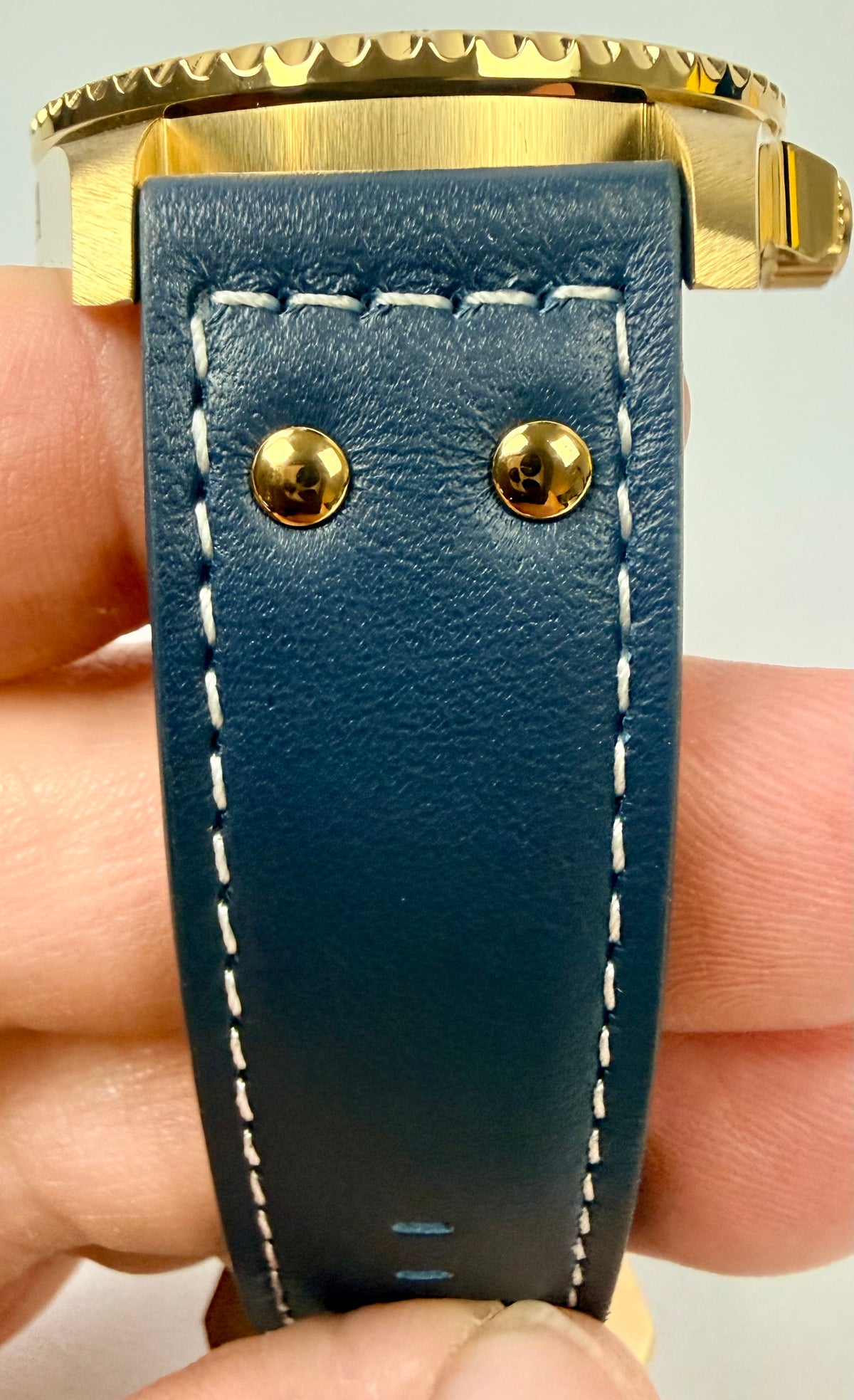 22076 43mm Mens Pro Diver  Blue Dial Watch Leather Strap Special Case