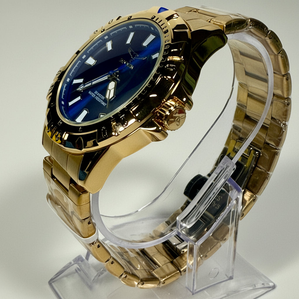 69033 Invicta Specialty Gold Tone Blue Dial 42mm Stainless Steel Mens Watch 30M side
