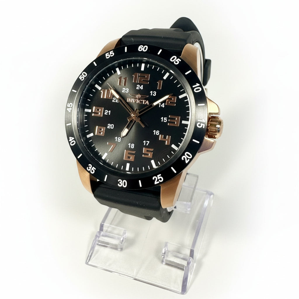 40000 Mens Pro Diver 45mm Rose Gold Stainless Steel Black Dial Silicone Watch
