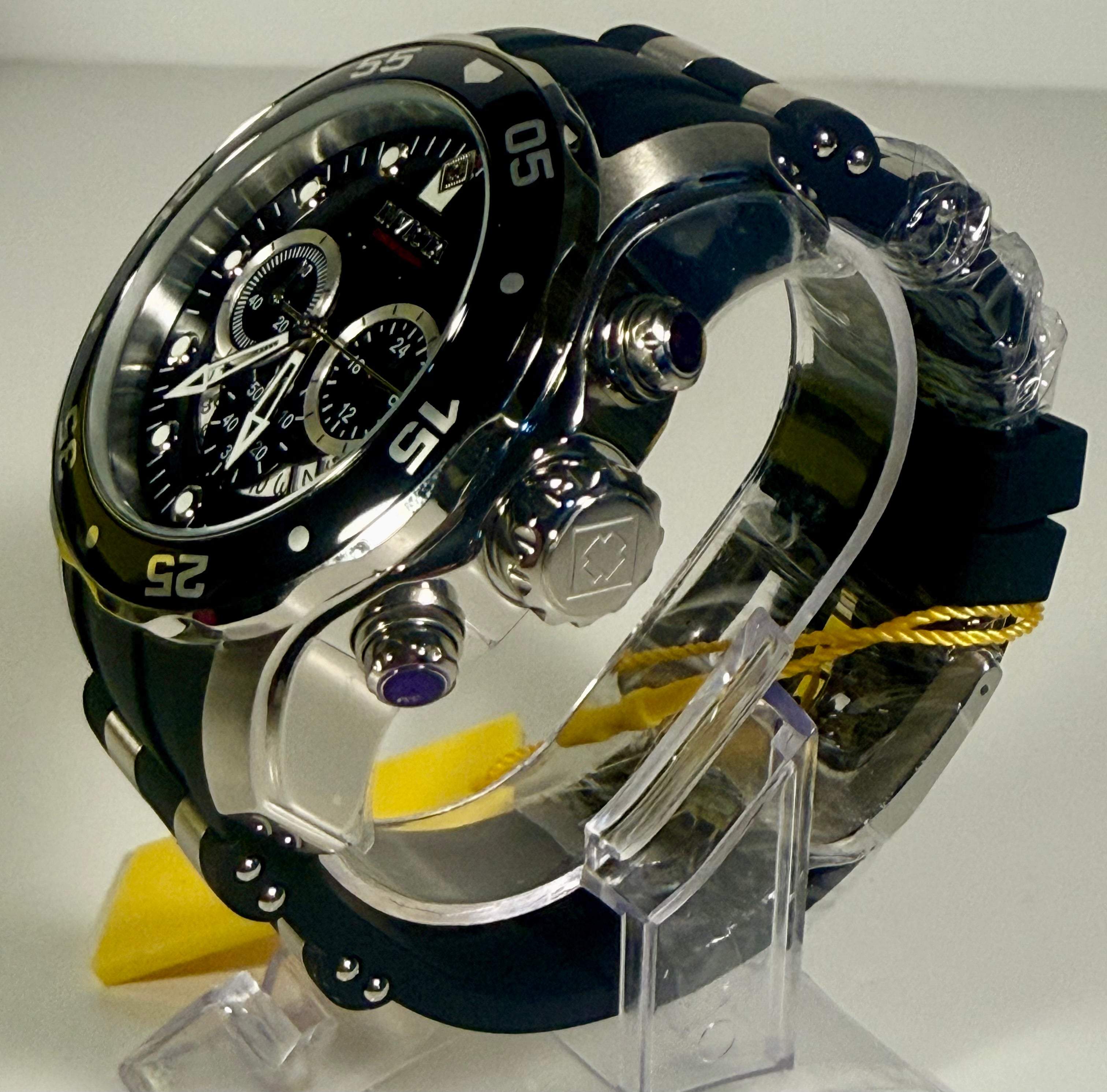 6977 Invicta Mens Pro Diver Scuba Black Dial Stainless Steel Poly Strap Watch