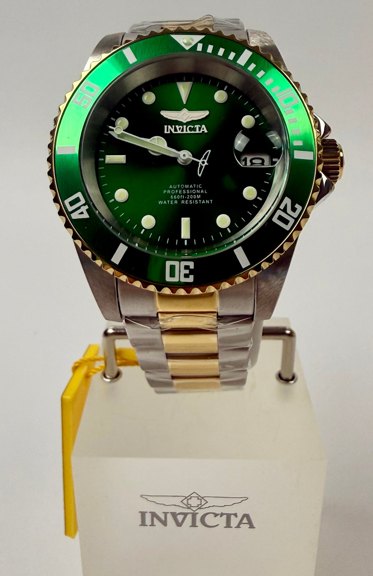 28661 Invicta Mens Pro Diver Navarch Green Dial Steel Gold Automatic 40mm Watch