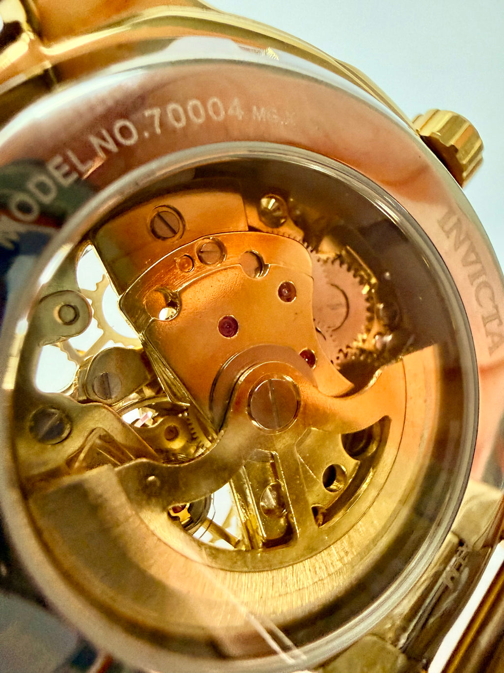 70004 Objet D Art Automatic Gold Tone Steel Skeleton Dial 43.5mm