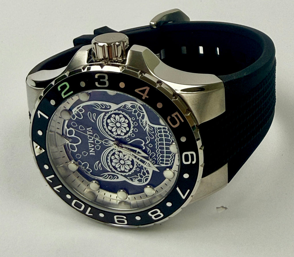 36855 Invicta Aviator Dia De Los Muertos MOP Black Dial Sugar Skull 50mm  Watch