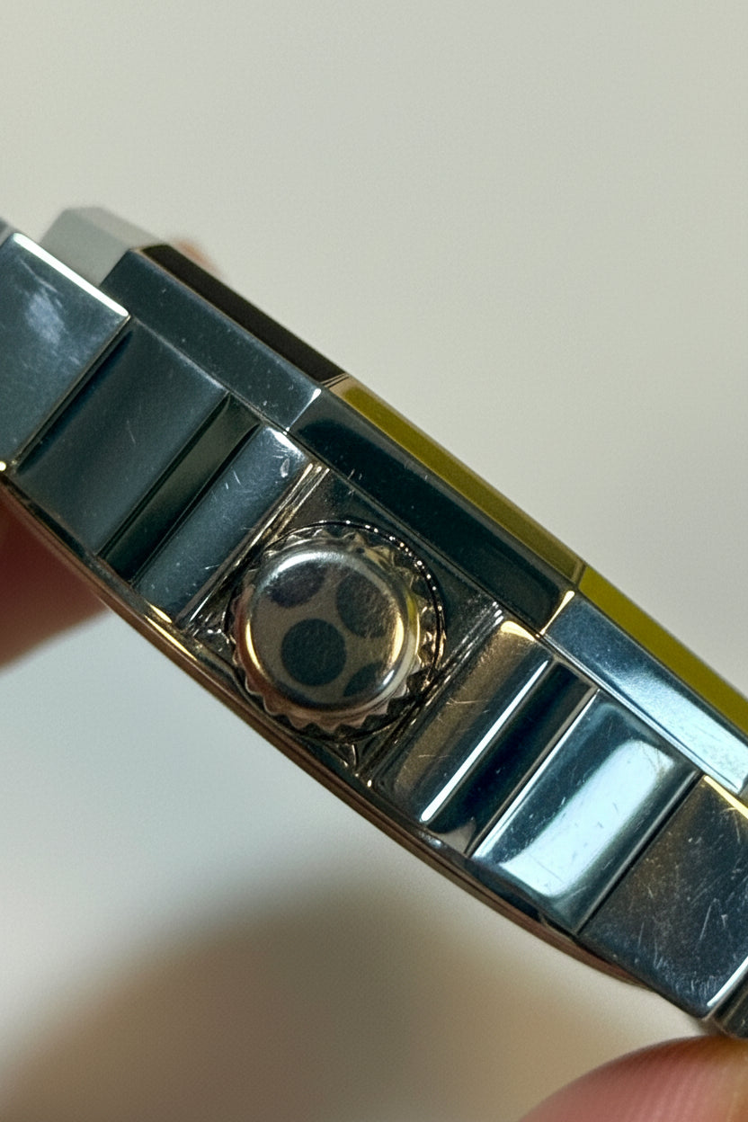 Close-up of a silver Mens 42mm Invicta Speedway Dominuswith a clasp on a white background