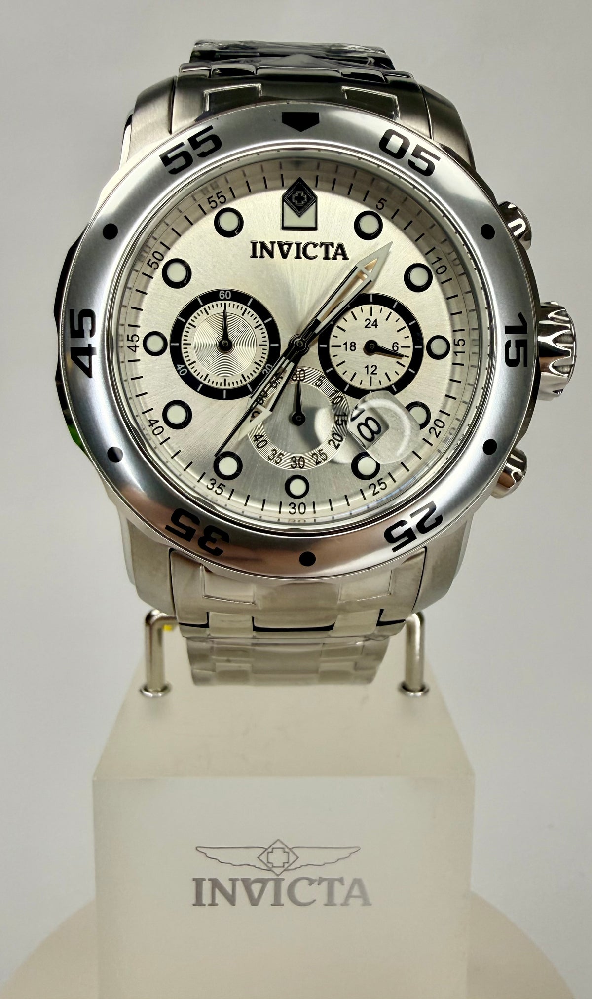 0071 Mens Pro Diver Scuba 48mm Stainless Steel Chronograph Silver Dial 200m Watch