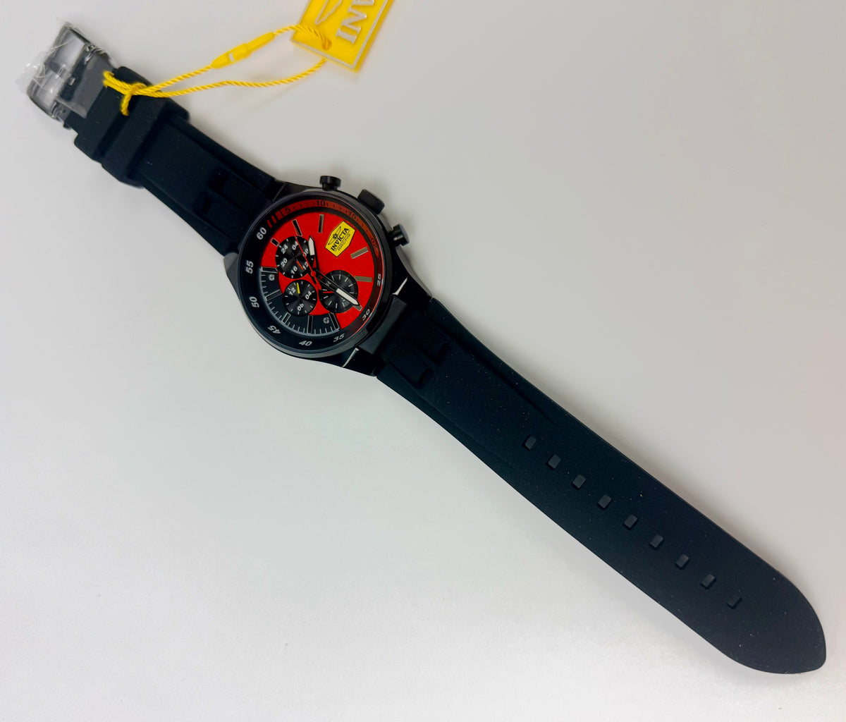 48877 Invicta Racing Champier Men's Watch 44mm Black Dial Chronograph In ABS Impact Case