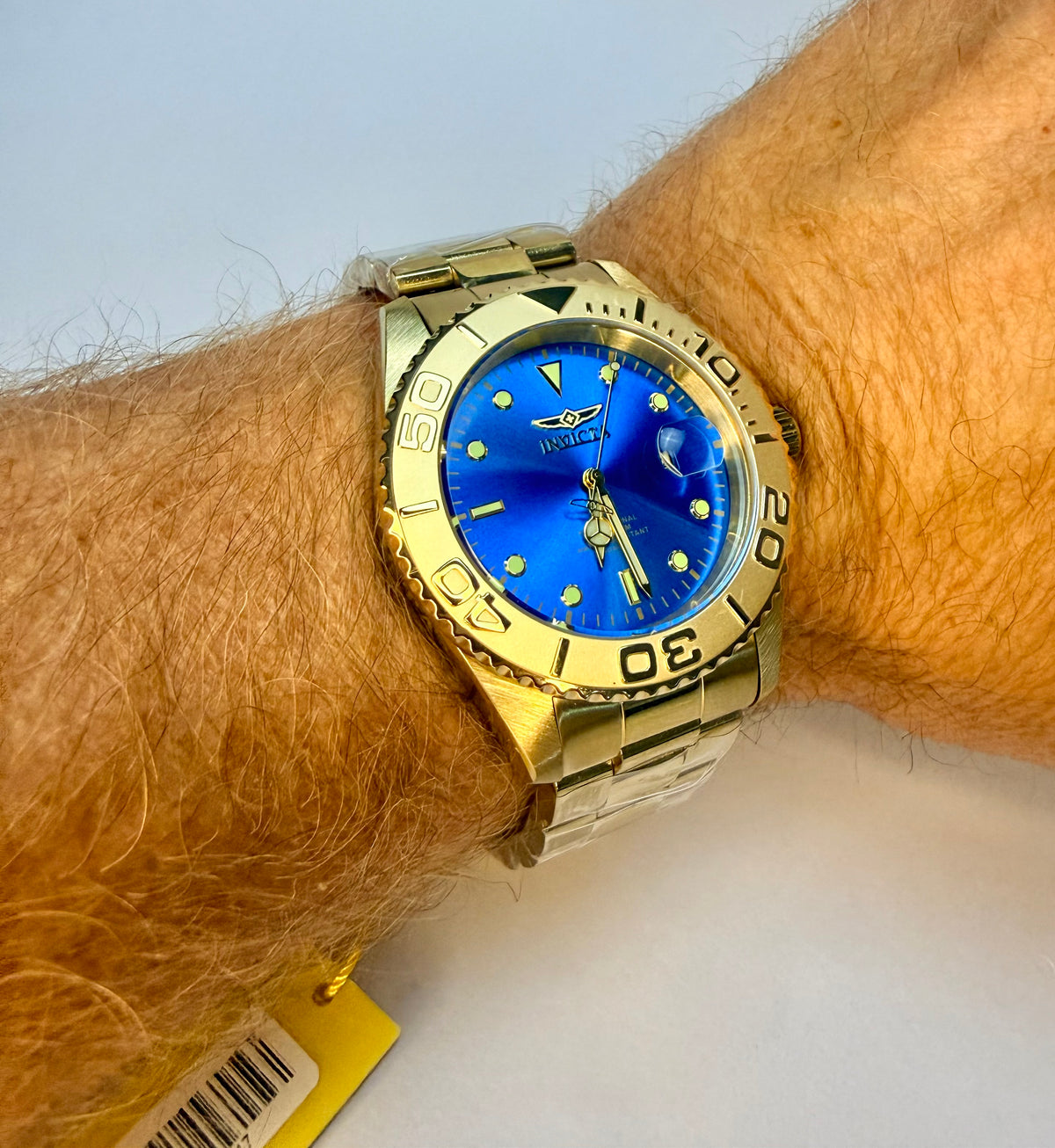 29947 Invicta Men's Pro Diver 43mm Gold Dial Stainless Steel Watch 200 m WR