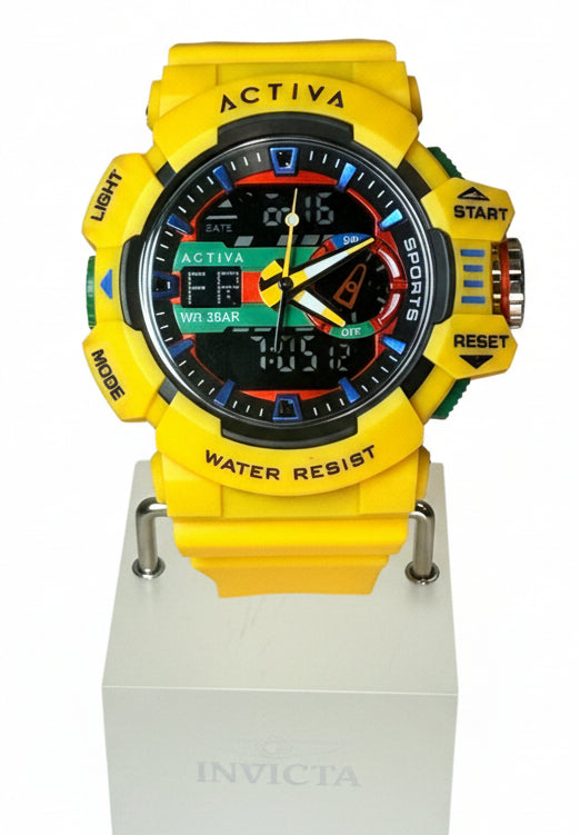 ACW8043 Activa Vord X Invicta Digital Yellow 49mm Case 30m WR Mens Sport