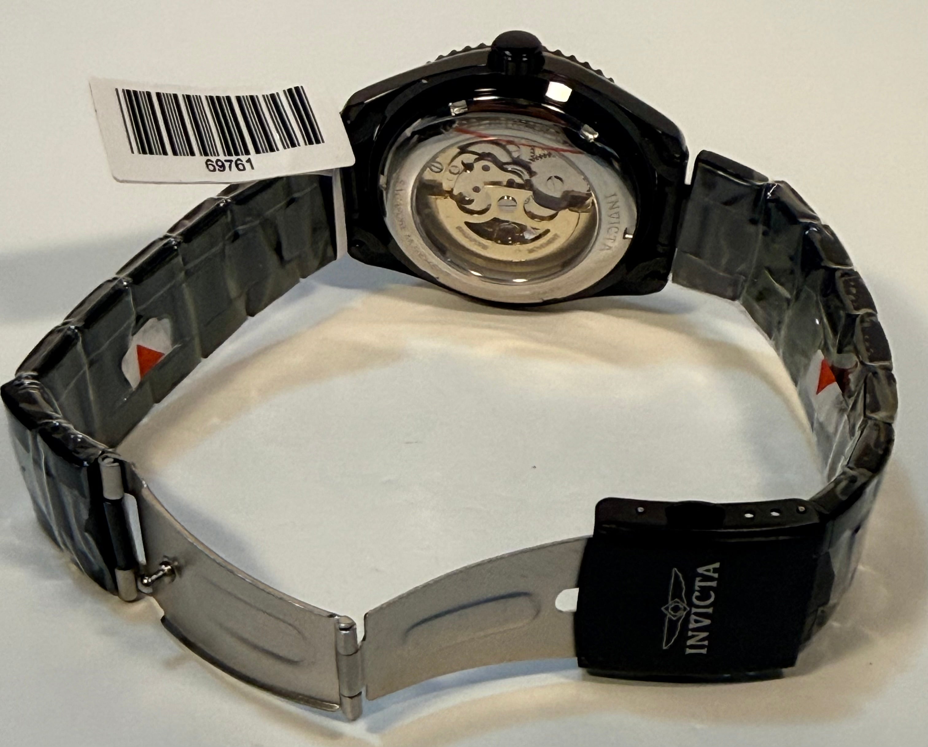 69507 Invicta Objet D Art Automatic Men Black Skeleton Dial Watch 41mm WR 30mopen band