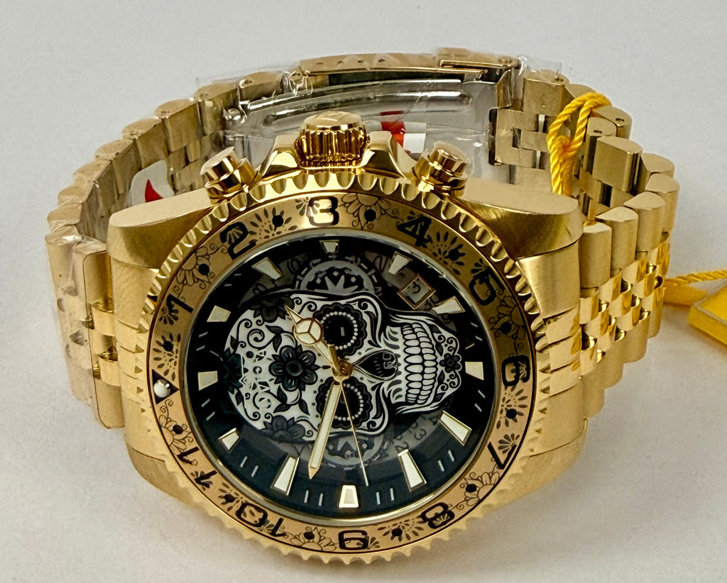 Invicta Pro Diver Dia De Los Muertos  43mm Gold Day of the Dead  48951 100m WR