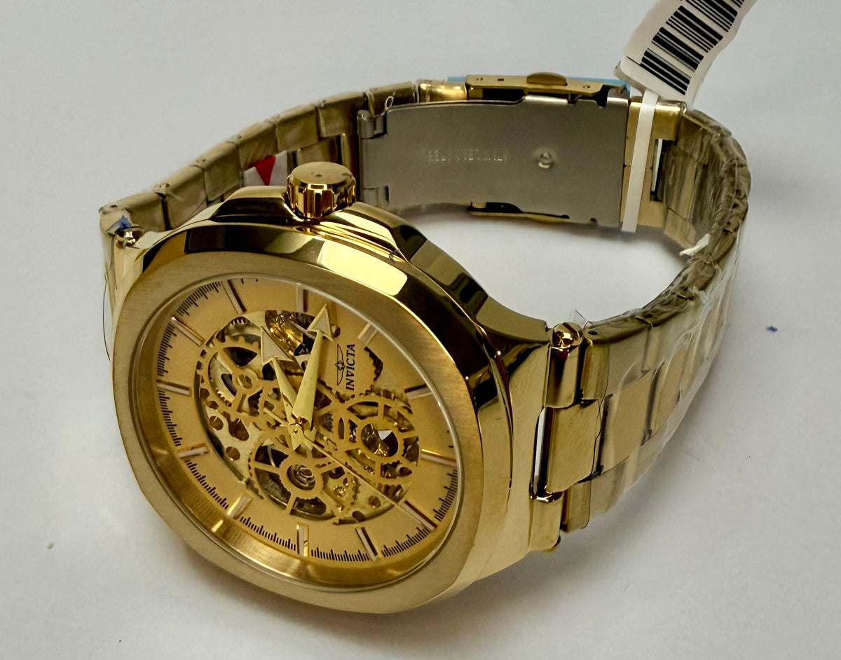 70004 Objet D Art Automatic Gold Tone Steel Skeleton Dial 43.5mm