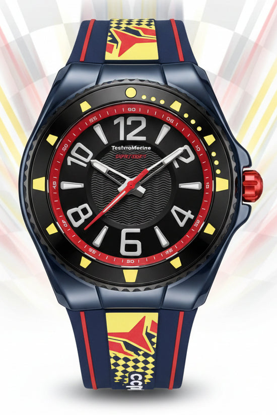 Techno Marine Racing Legends Wristwatch with colorful strap on a white background