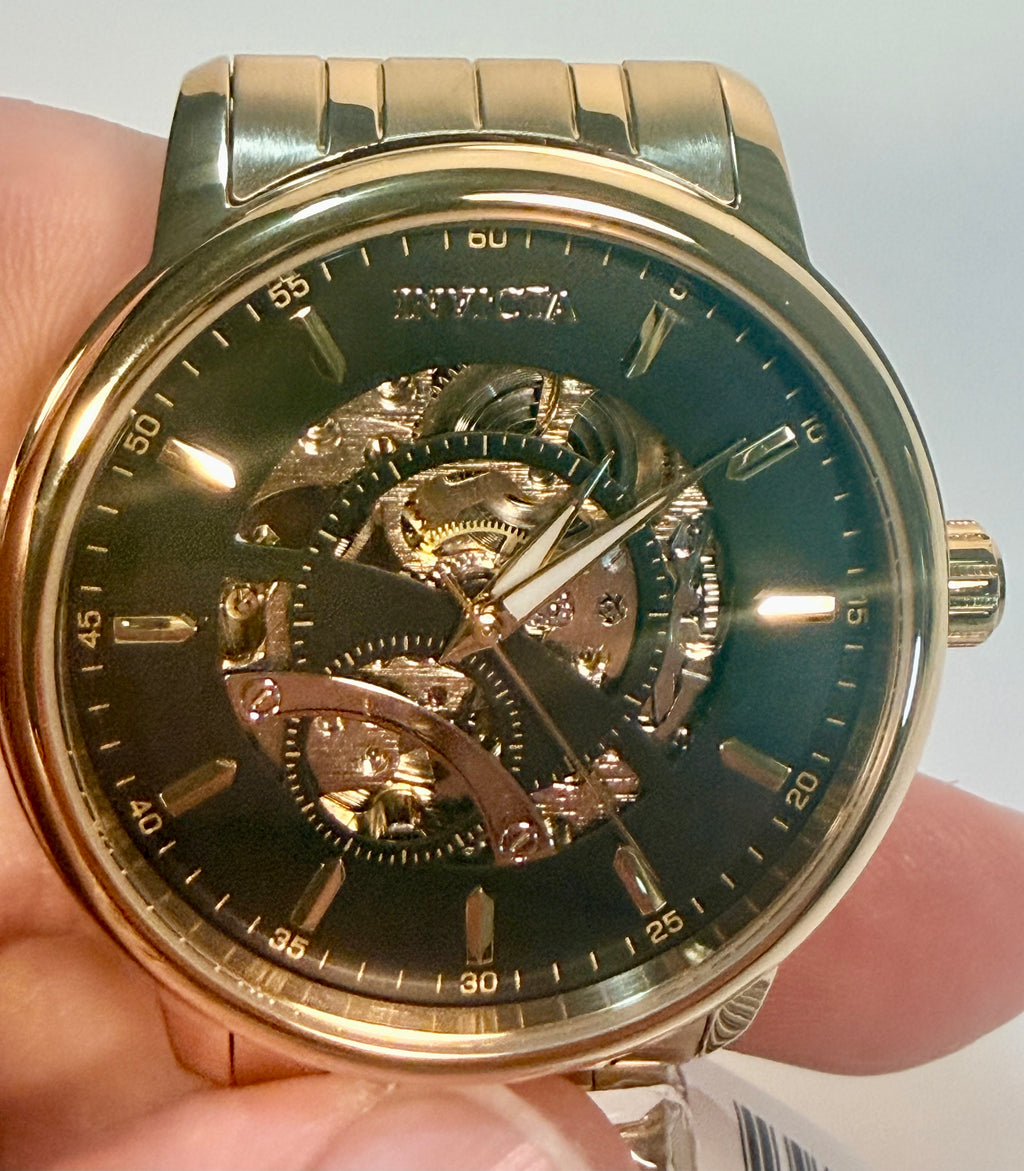 69121 Invicta Objet D Art Arcalis Automatic Men Gold Skeleton Dial Watch 42.5mm
close up