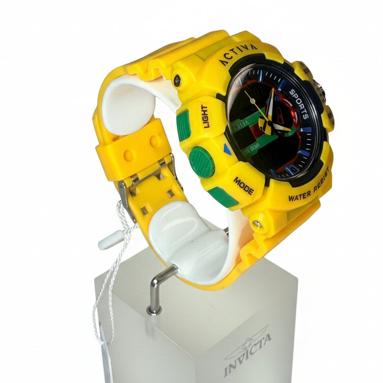 ACW8043 Activa Vord X Invicta Digital Yellow 49mm Case 30m WR Mens Sport