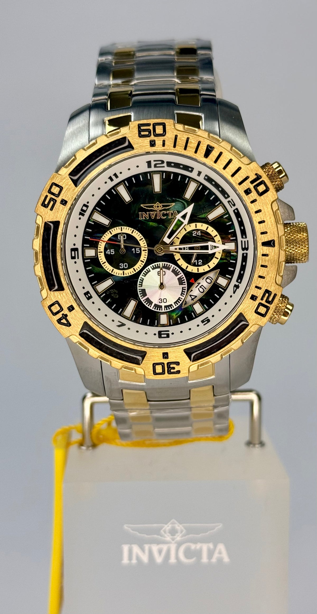49852 Invicta Mens Pro Diver Scuba Abalone Dial Gold Tone Steel 51mm Watch