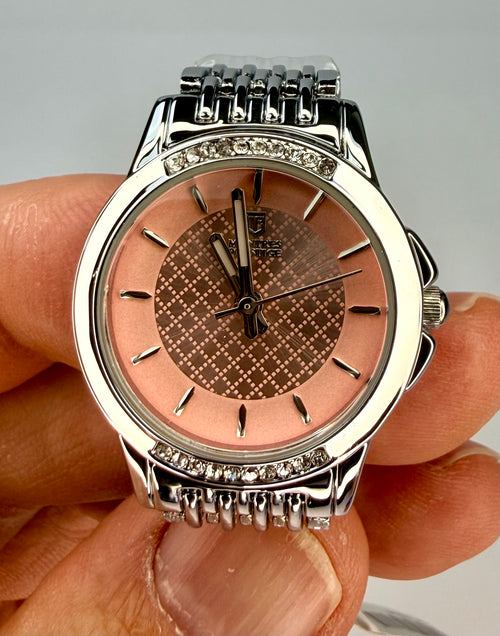 00218 Montres Prestige X Invicta Pink Dial Crystal 27mm Stainless Steel Watch