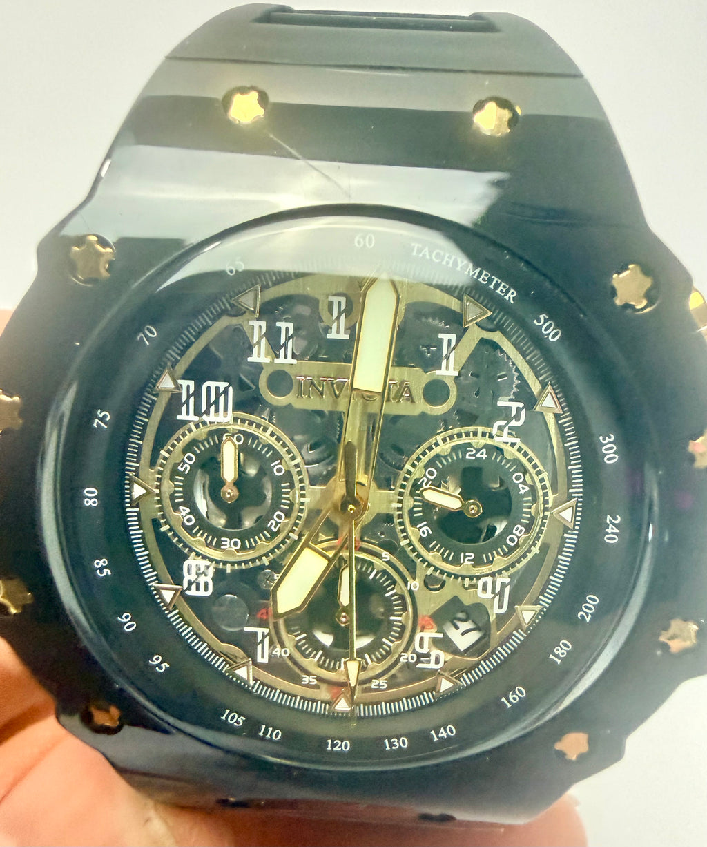 69650 Invicta Racing Vaulthan Black Chronograph Silicone Band 43.5mm